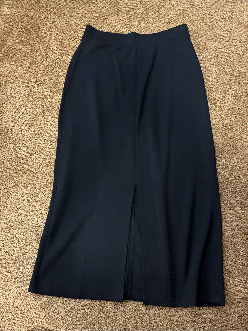 Lou & Grey Black Midi Pencil Skirt with Front Slit